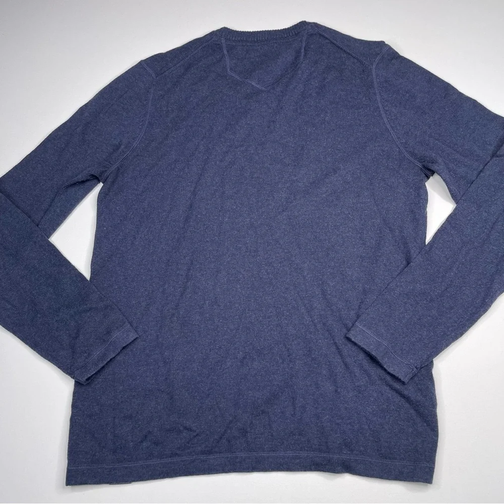 Eddie Bauer Sweater Merino Wool Cotton Navy Blue Outdoor Gorp Office  Tall